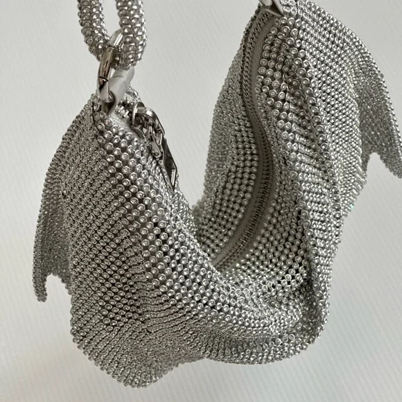 Rhinestone Purse Silver Hobo Purse - Picture 3 of 5